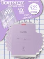 Тетради с обложками 10 шт (12 листов крупная клетка лиловые)