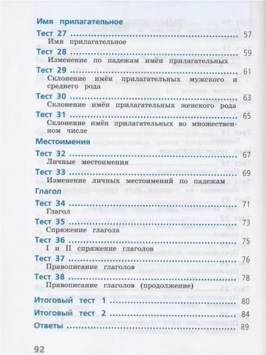 Занадворова. Русский язык 4 класс Тесты